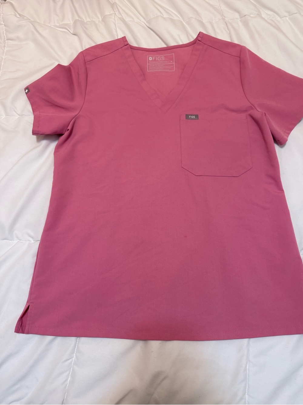 Figs V-Neck Scrub Top in Pink